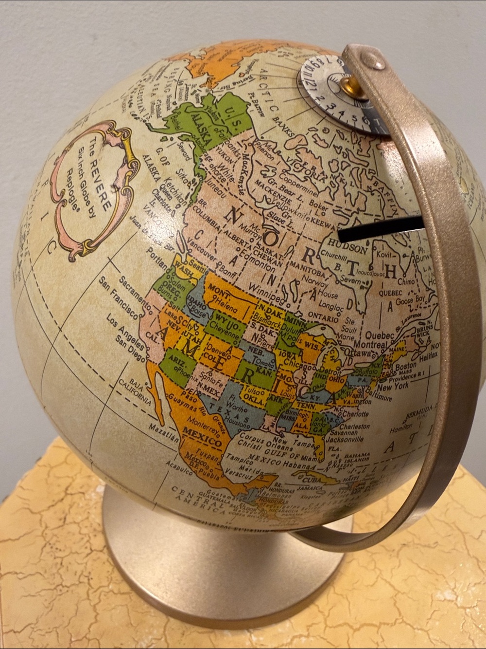 Revere Antique-Style Beige Globe with Gold Stand six inch globe